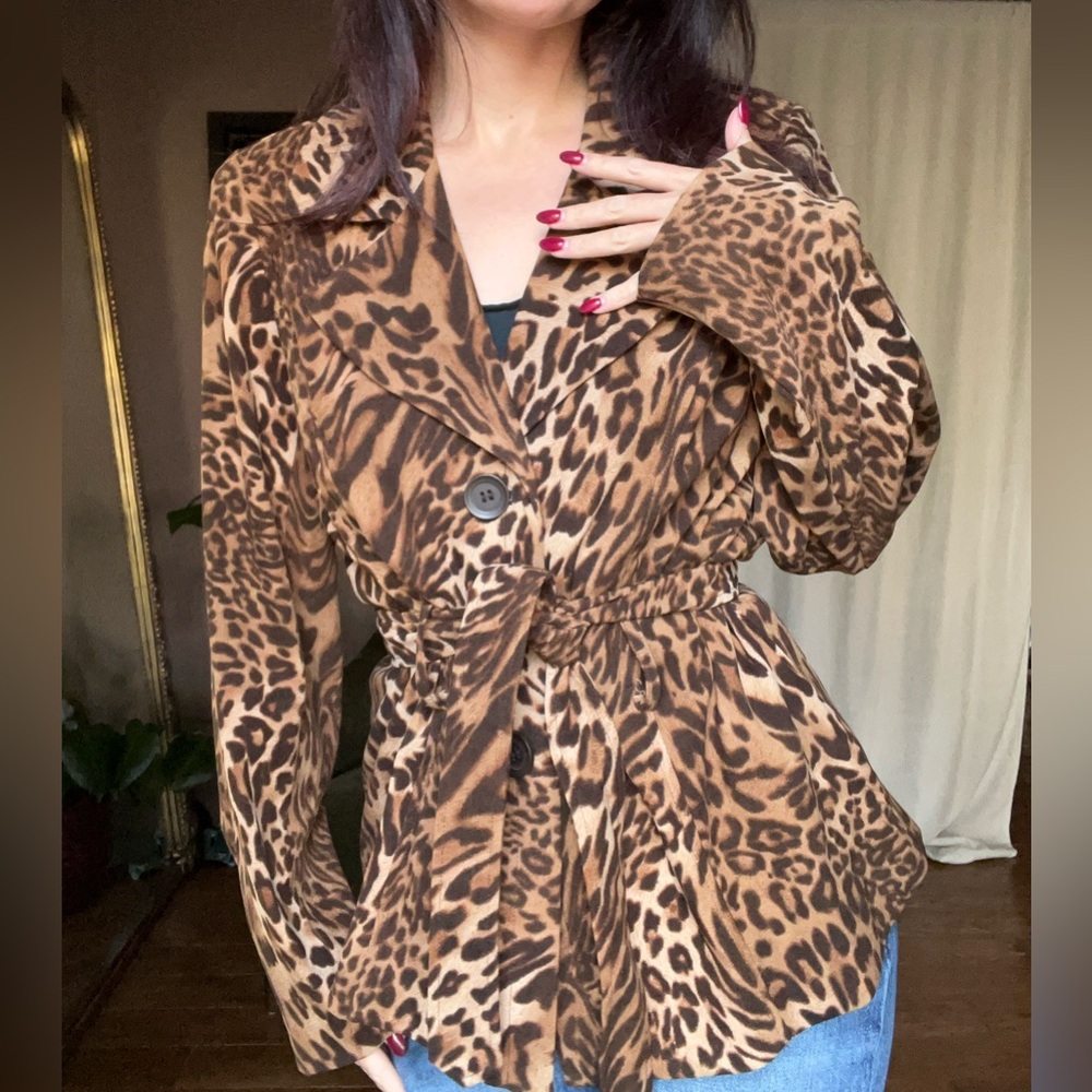 90’s Leopard Faux Suede Blazer